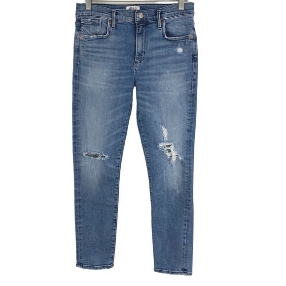 Agolde Jeans Sophie Crop Spell Women's‎ Size 29 Blue Distressed JE-472 - Picture 1 of 11